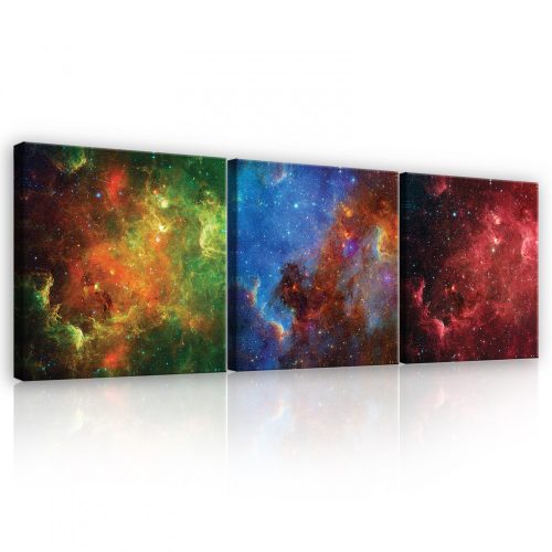 Vászonkép 3 darabos, Galaxis, 3 db 25x25 cm méret