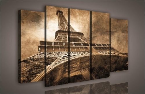 Vászonkép, 5 darabos Eiffel-torony 150x100 cm méretben