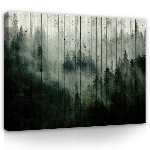 Vászonkép, Ködös erdő, 80x60 cm méretben