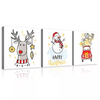 Vászonkép 3 darabos, Karácsony, 3 db 25x25 cm méret