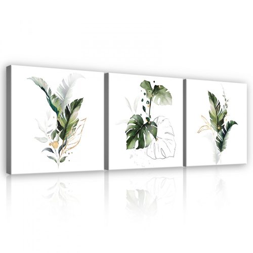 Vászonkép 3 darabos, Trópusi levelek, 3 db 25x25 cm méret