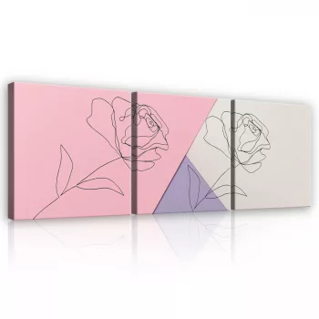   Vászonkép 3 darabos, Rózsa körvonal, 3 db 25x25 cm méret