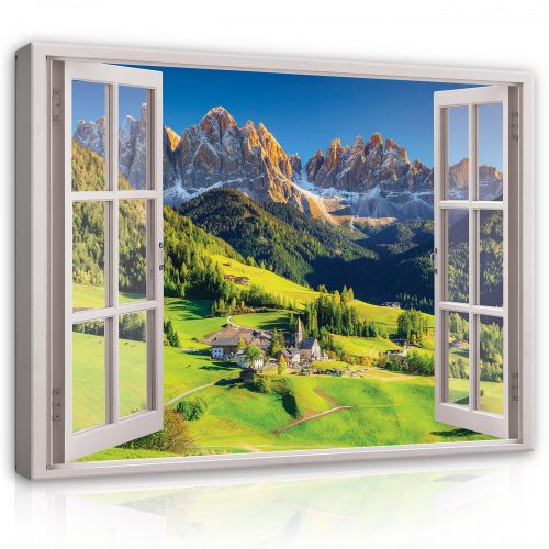 Vászonkép, Kilátás az ablakból, Dolomitok, 60x40 cm méretben