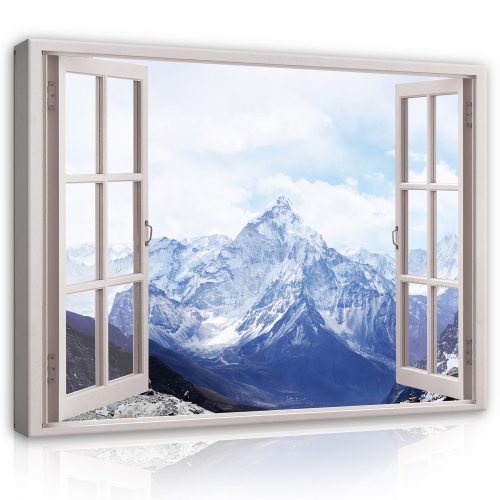 Vászonkép, Kilátás az ablakból, hegy, 80x60 cm méretben