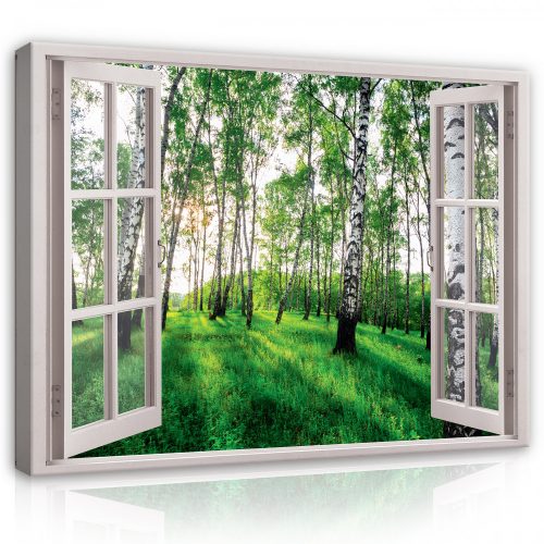 Vászonkép, Kilátás az ablakból, erdő, 100x75 cm méretben