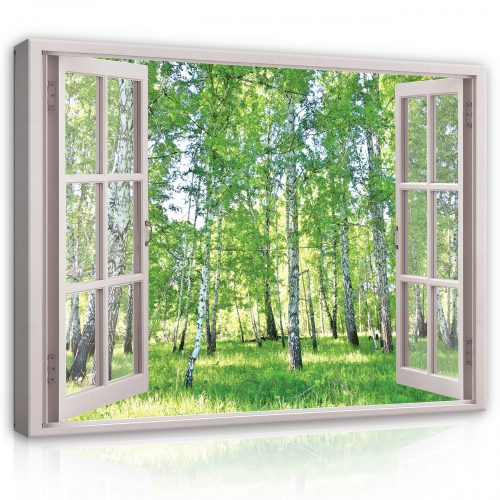 Vászonkép, Kilátás az ablakból, erdő, 60x40 cm méretben