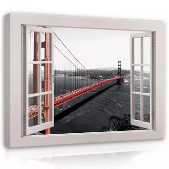   Vászonkép, Kilátás az ablakból, Golden Gate híd, 60x40 cm méretben