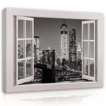   Vászonkép, Kilátás az ablakból, Brooklyn Bridge, 60x40 cm méretben