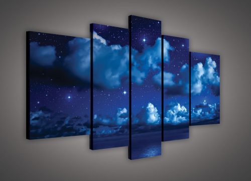 Vászonkép, 5 darabos, Éjszakai égbolt 170x100 cm méretben