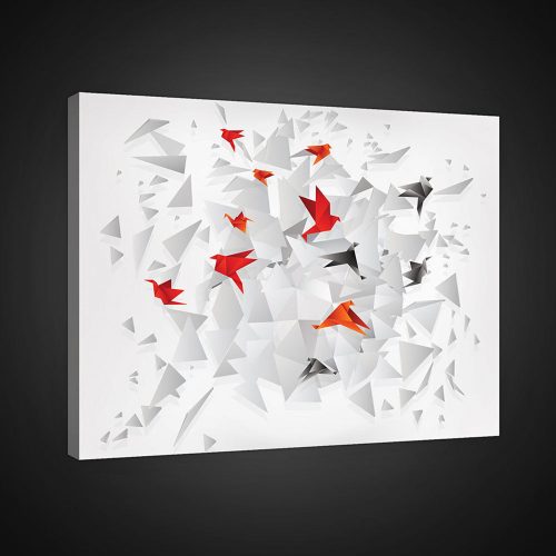 Vászonkép, Origami madarak, 60x40 cm méretben