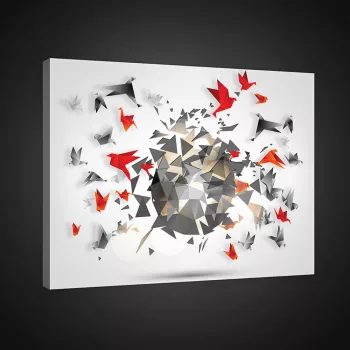 Vászonkép, Origami madarak, 60x40 cm méretben