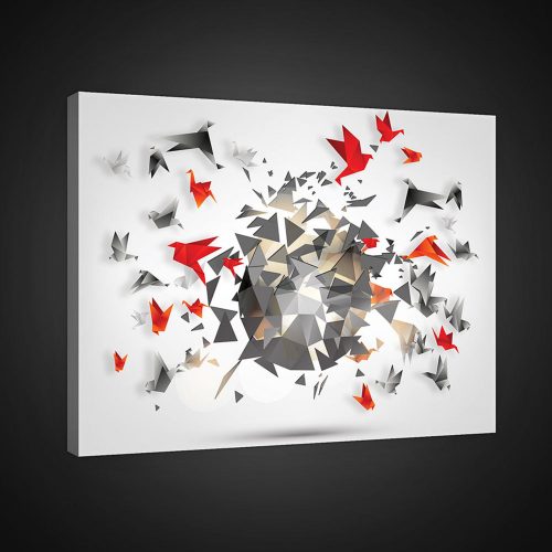 Vászonkép, Origami madarak, 100x75 cm méretben
