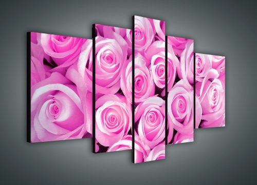 Vászonkép, 5 darabos, Rózsaszín rózsák 170x100 cm méretben