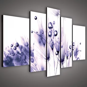   Vászonkép, 5 darabos, Vízcseppes pitypang 170x100 cm méretben
