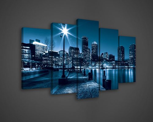 Vászonkép 5 darabos, Éjszakai városkép 100x60 cm méretben