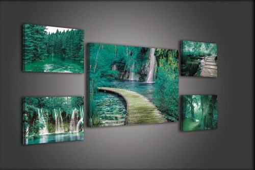 Vászonkép, 5 darabos Plitvicei tavak variálható elrendezésben