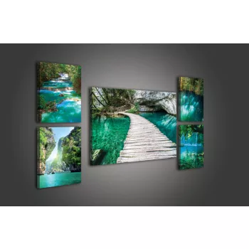   Vászonkép, 5 darabos Plitvicei tavak variálható elrendezésben