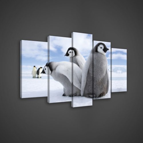Vászonkép 5 darabos,  Pingvinek 100x60 cm méretben