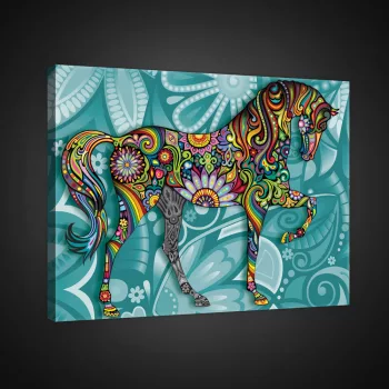 Vászonkép, Színes ló, 80x60 cm méretben