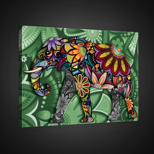 Vászonkép, Színes elefánt, 60x40 cm méretben