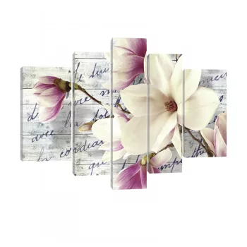 Vászonkép, 5 darabos, Magnóliák 170x100 cm méretben