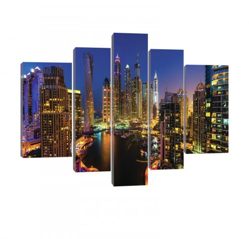 Vászonkép, 5 darabos, Dubai este 170x100 cm méretben