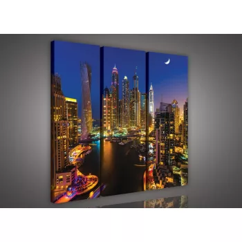 Dubai éjszaka, 3 darabos vászonkép, 90x80 cm méretben