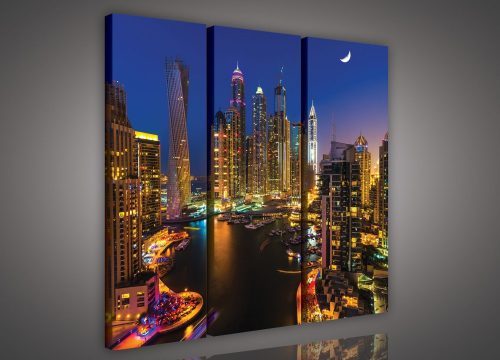 Dubai éjszaka, 3 darabos vászonkép, 90x80 cm méretben