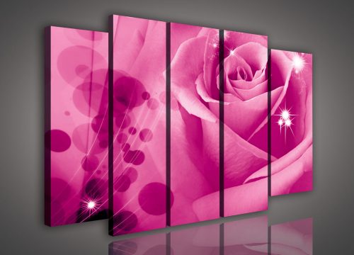 Vászonkép, 5 darabos Rózsaszín rózsa 150x100 cm méretben