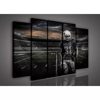   Vászonkép, 5 darabos Rugby játékos a pályán 150x100 cm méretben