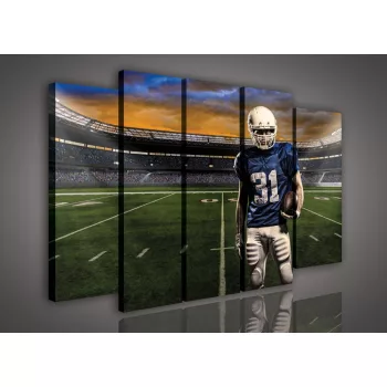  Vászonkép, 5 darabos Rugby játékos a pályán 150x100 cm méretben