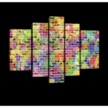   Vászonkép, 5 darabos, Színes téglafal 170x100 cm méretben