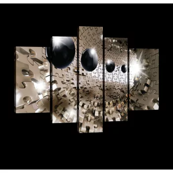   Vászonkép, 5 darabos, Puzzle alagút golyókkal 170x100 cm méretben