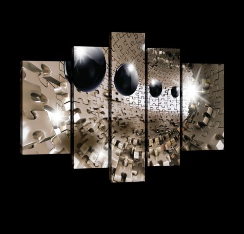 Vászonkép, 5 darabos, Puzzle alagút golyókkal 170x100 cm méretben