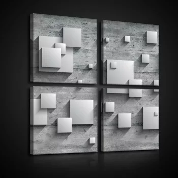 Vászonkép 4 darabos, 3D négyzetek 50x50 cm méretben