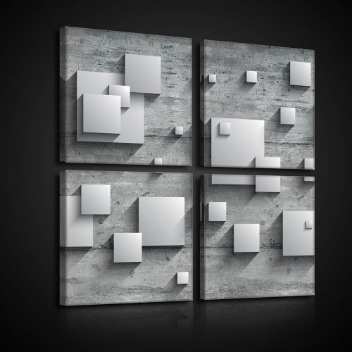 Vászonkép 4 darabos, 3D négyzetek 50x50 cm méretben