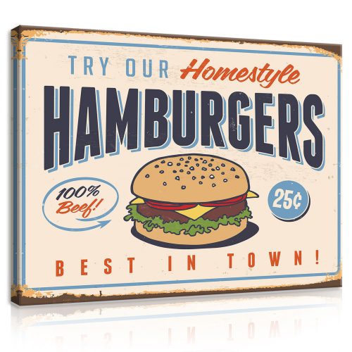 Vászonkép, Hamburger, 100x75 cm méretben