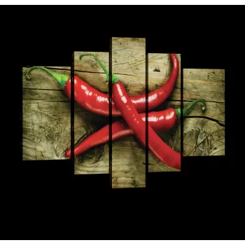 Vászonkép, 5 darabos, Chili paprika 170x100 cm méretben