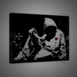   Vászonkép, Hooded Man with Knife by Banksy, 80x60 cm méretben