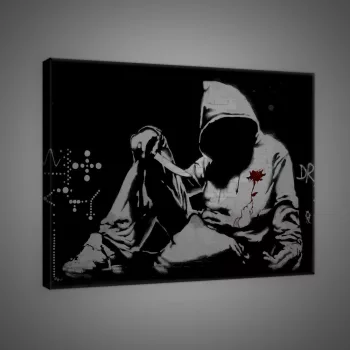   Vászonkép, Hooded Man with Knife by Banksy, 60x40 cm méretben