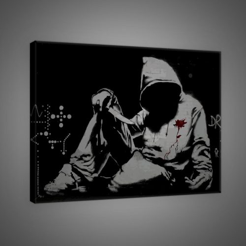 Vászonkép, Hooded Man with Knife by Banksy, 100x75 cm méretben