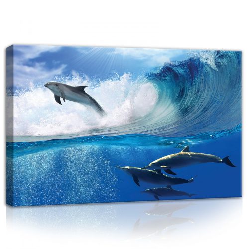 Delfinek, vászonkép, 60x40 cm méretben
