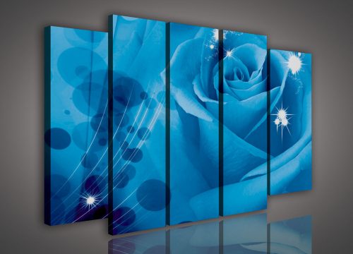 Vászonkép, 5 darabos Kék rózsa 150x100 cm méretben
