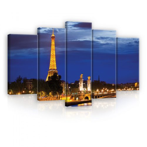 Vászonkép 5 darabos, Párizs este 100x60 cm méretben