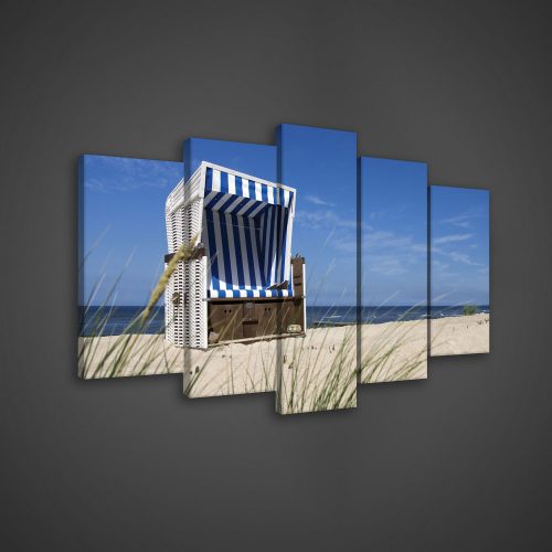 Vászonkép 5 darabos, Napozószék a tengerparton 100x60 cm méretben