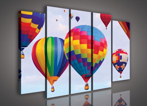 Vászonkép, 5 darabos Hőlégballonok 150x100 cm méretben