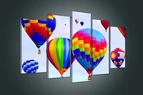 Vászonkép 5 darabos, Színes hőlégballonok 100x60 cm méretben