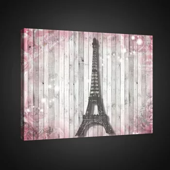   Vászonkép, Eiffel-torony deszka mintán, 100x75 cm méretben