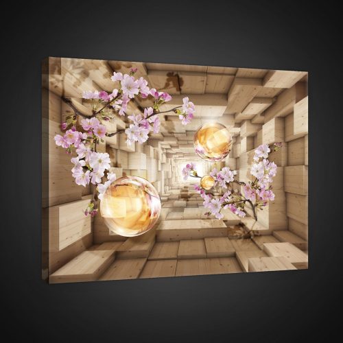 Vászonkép, Alagút gömbökkel és virágokkal, 80x60 cm méretben