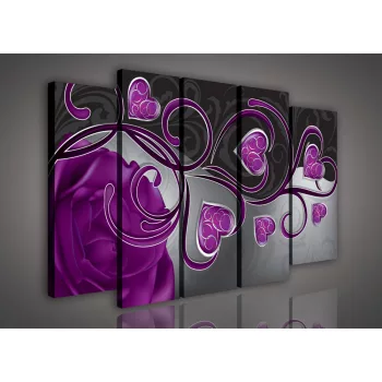 Vászonkép, 5 darabos Szív minta 150x100 cm méretben